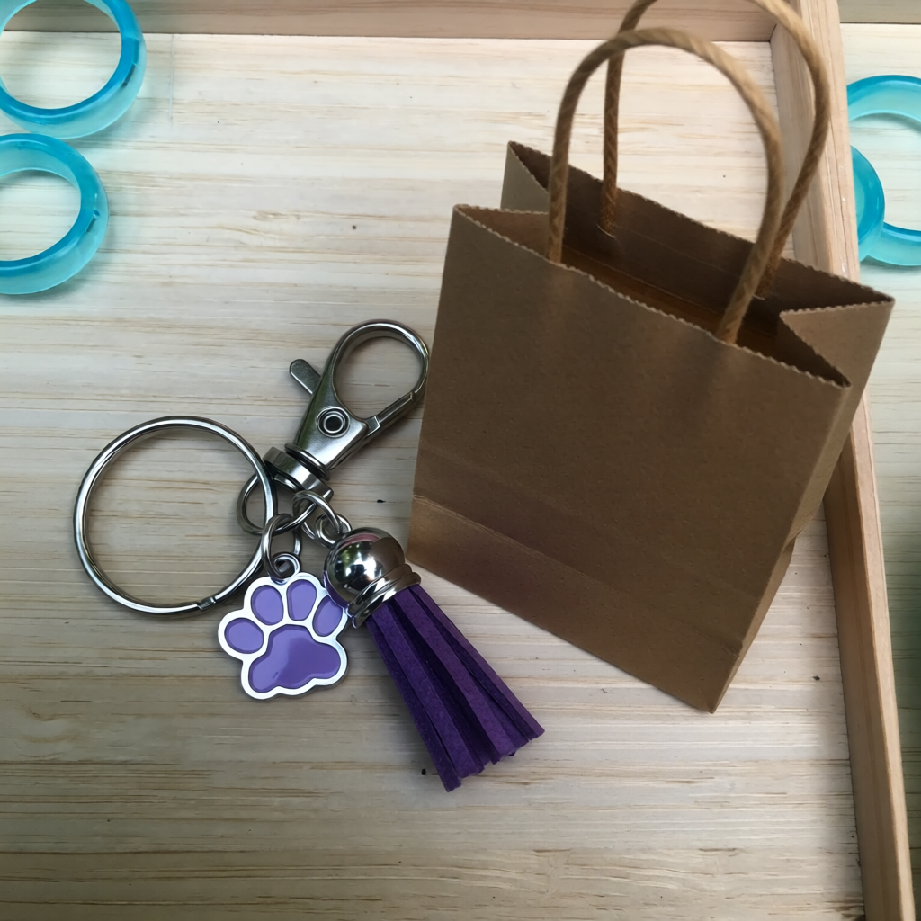 Enamel Paw Print Keyring & Tassel Bag Charm – Perfect Gift for Dog & Cat Lovers