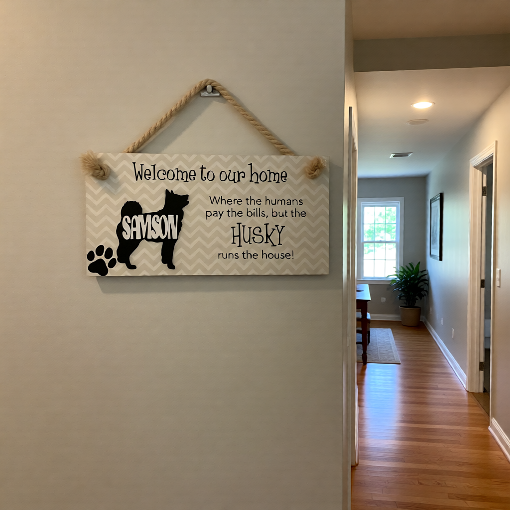 Dog Lover Wooden Sign,  Husky or Beagle Wall Plaque 