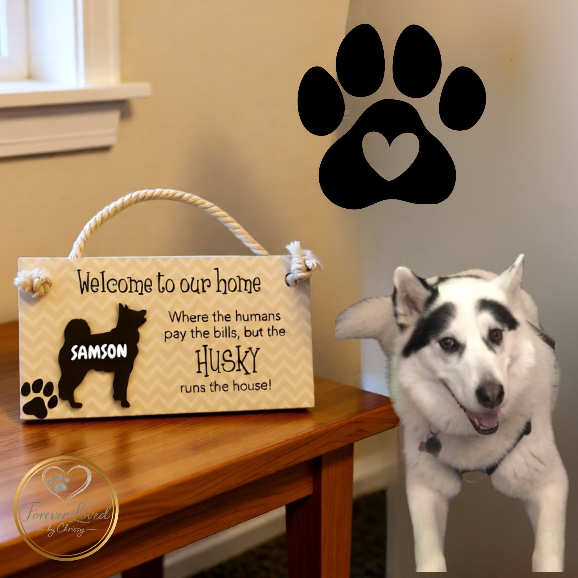 Dog Lover Wooden Sign,  Husky or Beagle Wall Plaque 