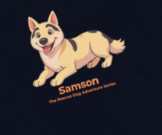 Samson print organic cotton kids t-shirt Black, French Navy