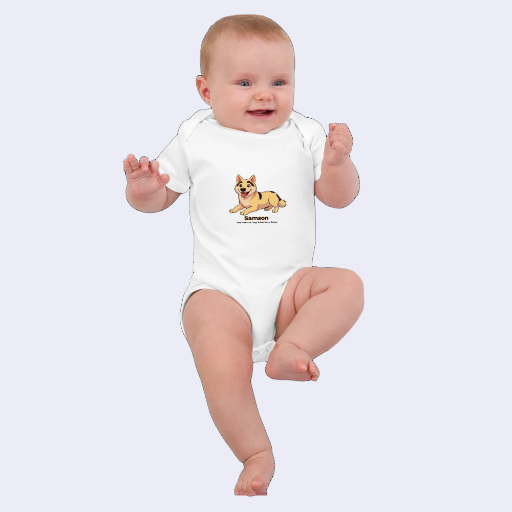 Samson print organic cotton baby bodysuit