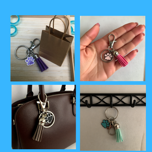 Enamel Paw Print Keyring & Tassel Bag Charm – Perfect Gift for Dog & Cat Lovers