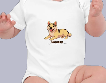 Samson print organic cotton baby bodysuit
