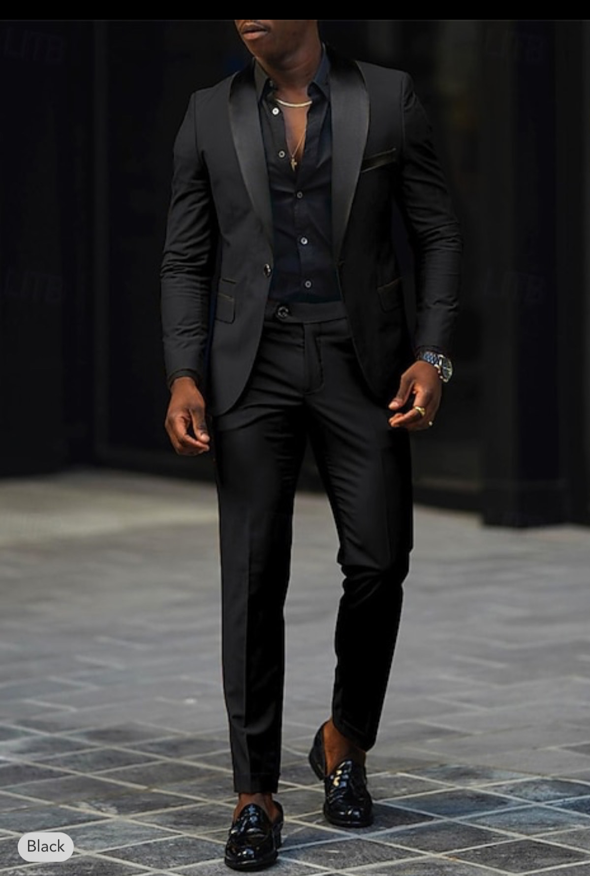 Men's Black Slim-Fit Suit