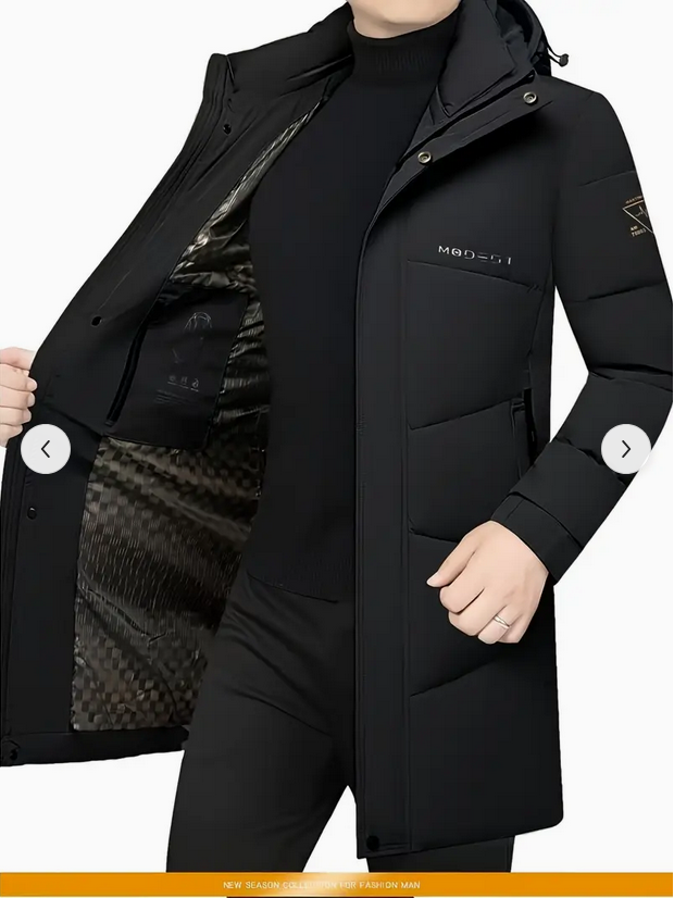 Men's Long Black Winter Coat
