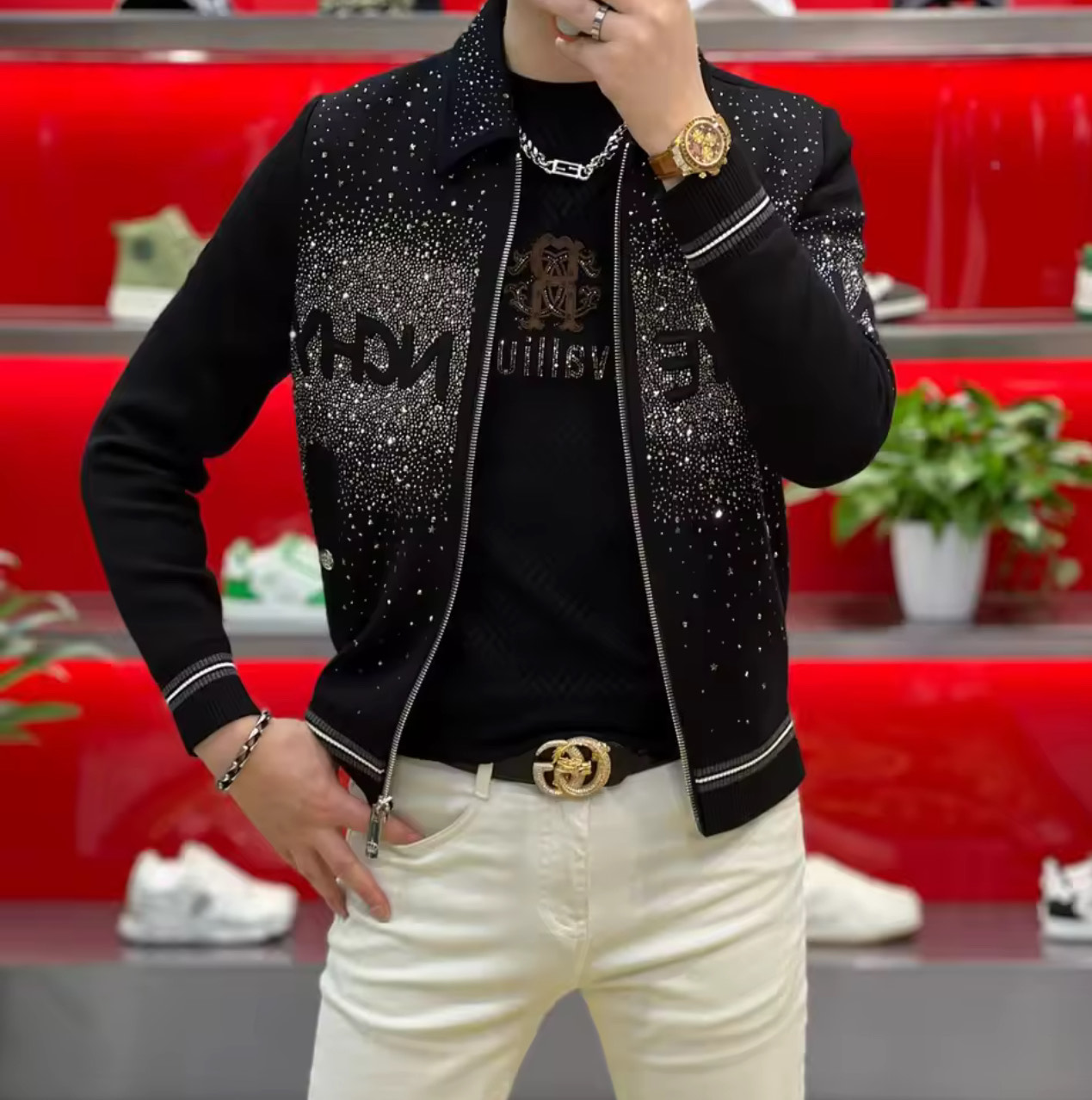 Luxury Black Gradient Sparkle Jacket