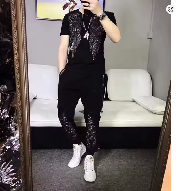 Men's Black Sequin Outfit