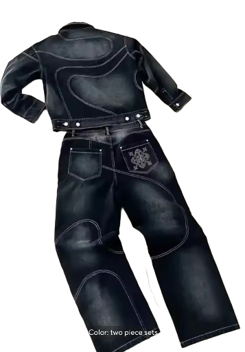 Black Denim Two-Piece Set