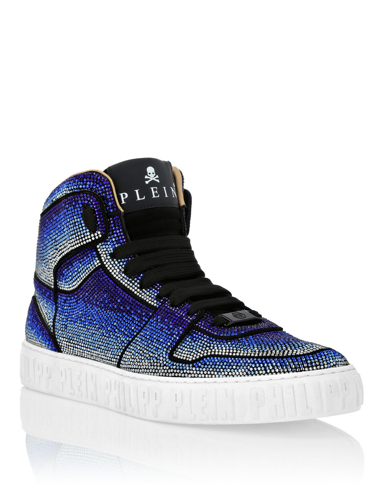 Philipp Plein Blue Crystal High-Top Sneaker
