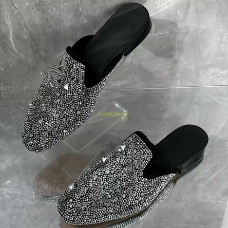 Men's rhinestone slip-on loafers