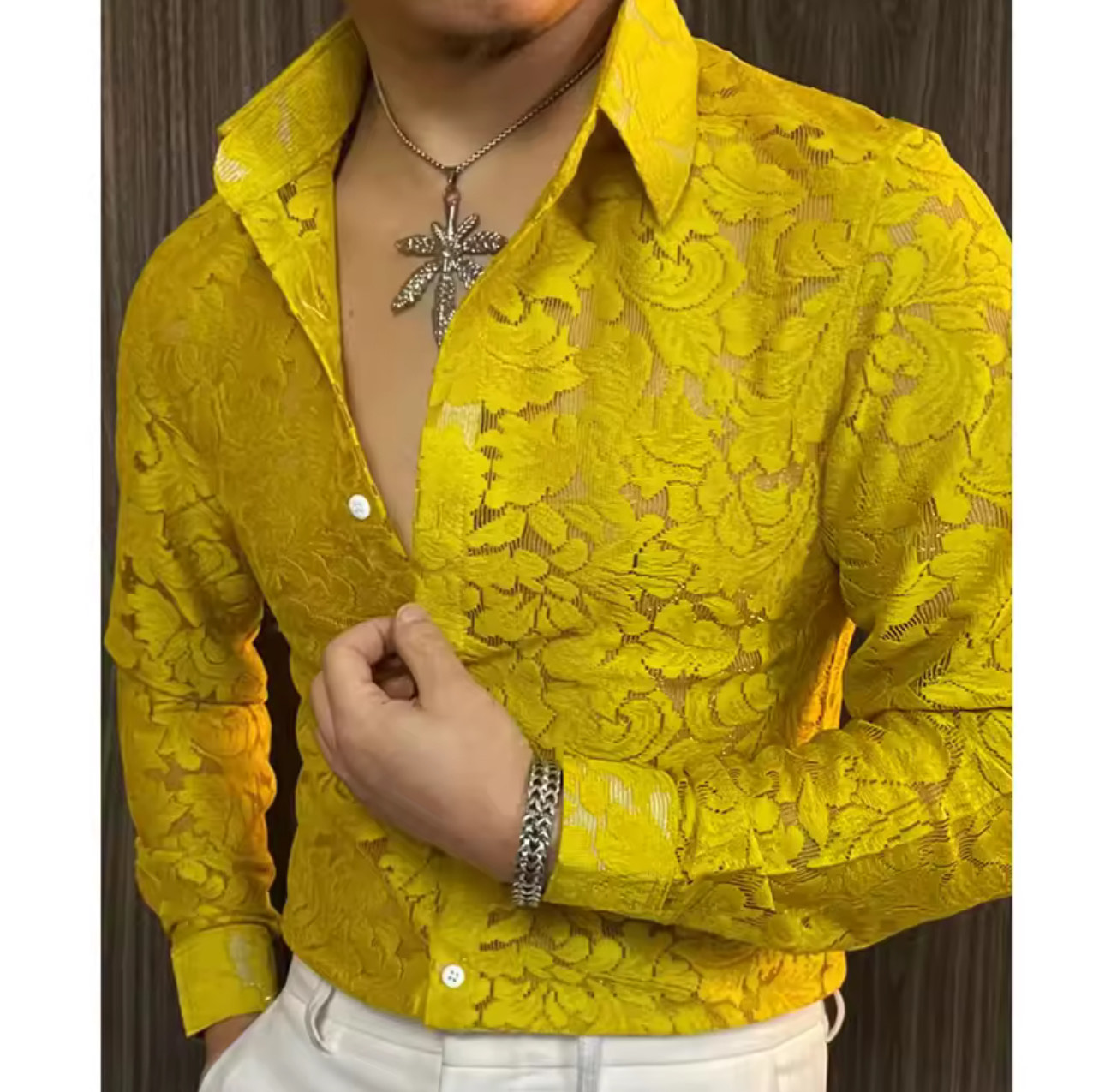 Men's Yellow Lace Shirt