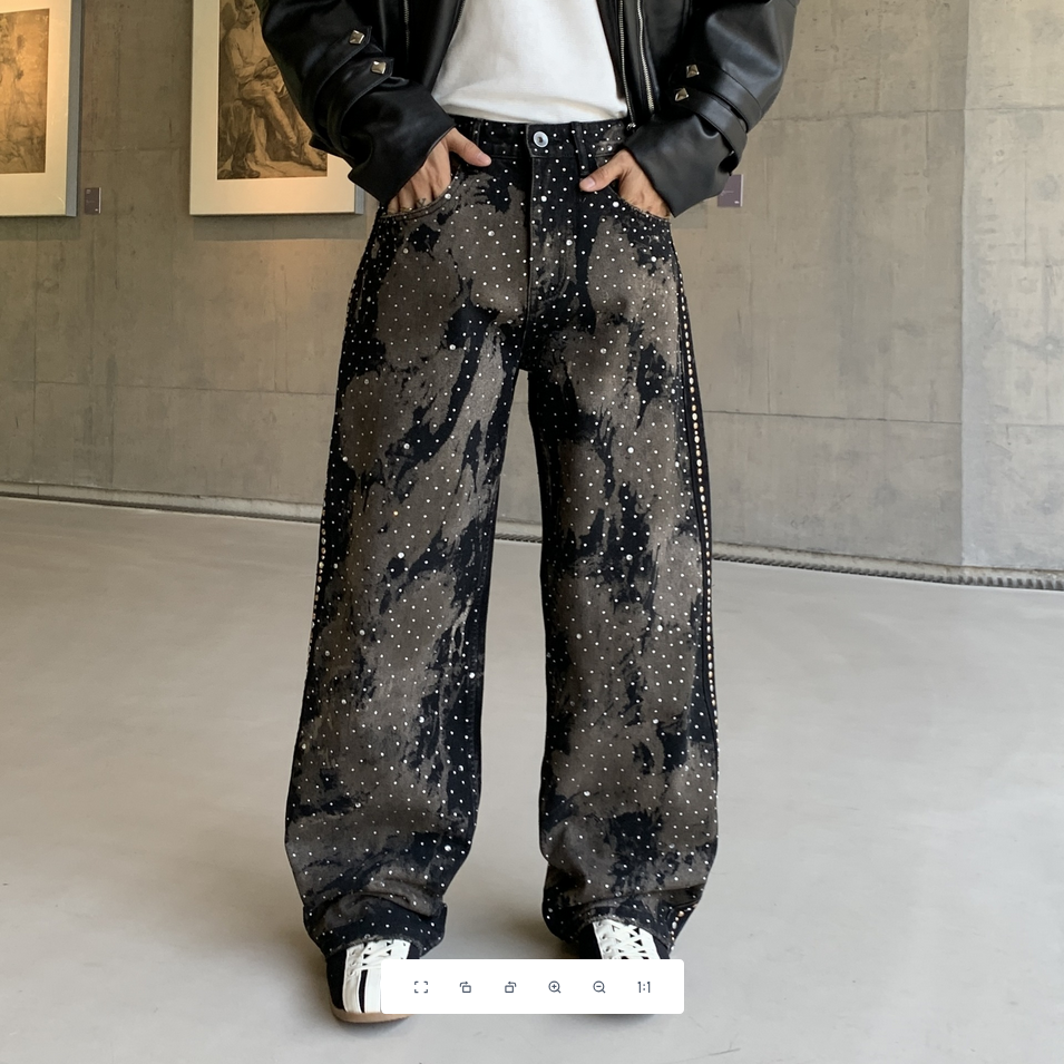 Studded Wide-Leg Jeans