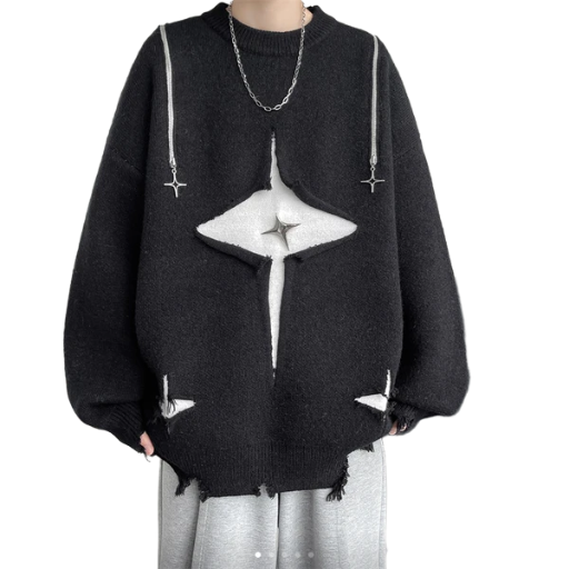 Black Star Cutout Sweater