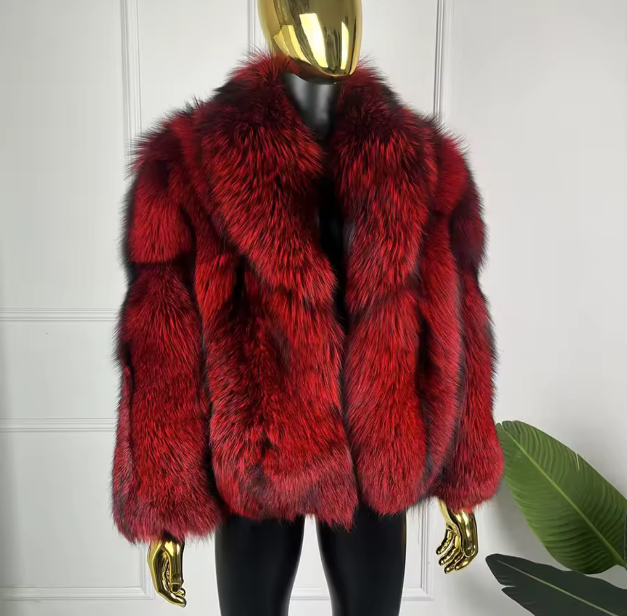 Luxury Red Faux Fur Coat