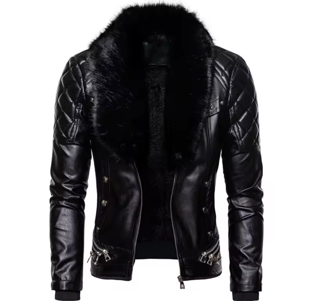 Men's Black Faux Leather Jacket