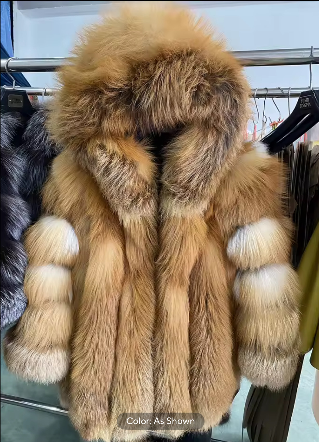 Luxury Faux Fur Hooded Coat