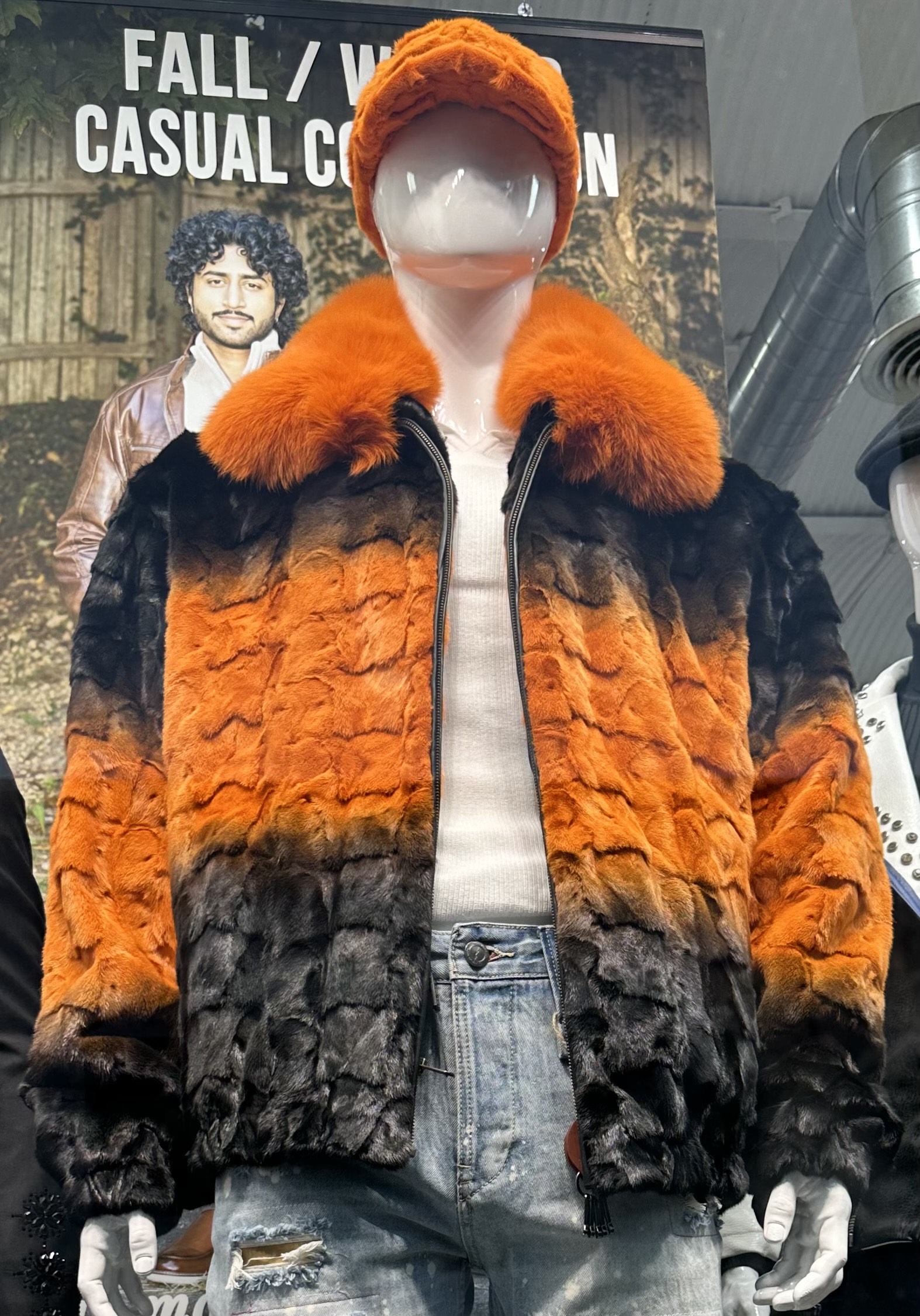 Orange and Black Fur Jacket