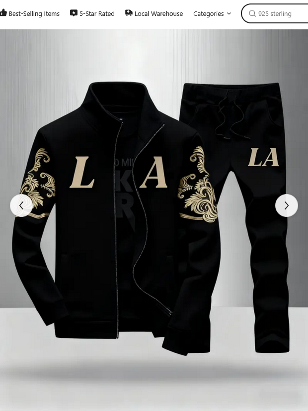 LA Print Black Casual Tracksuit