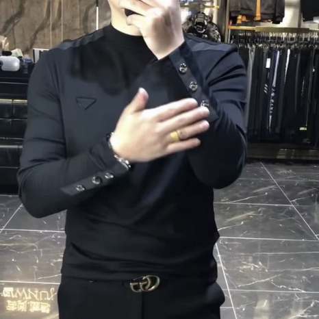 Men's Black Long-Sleeve Dress Shirt