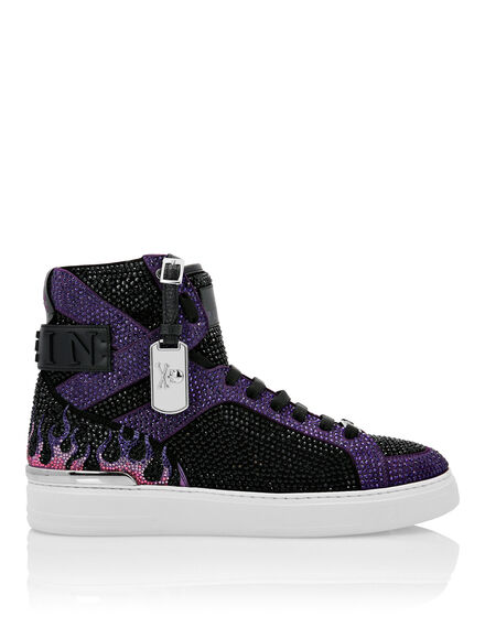 Purple Flame High-Top Sneaker