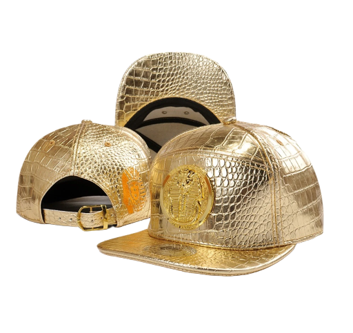Gold Crocodile Pattern Snapback Cap