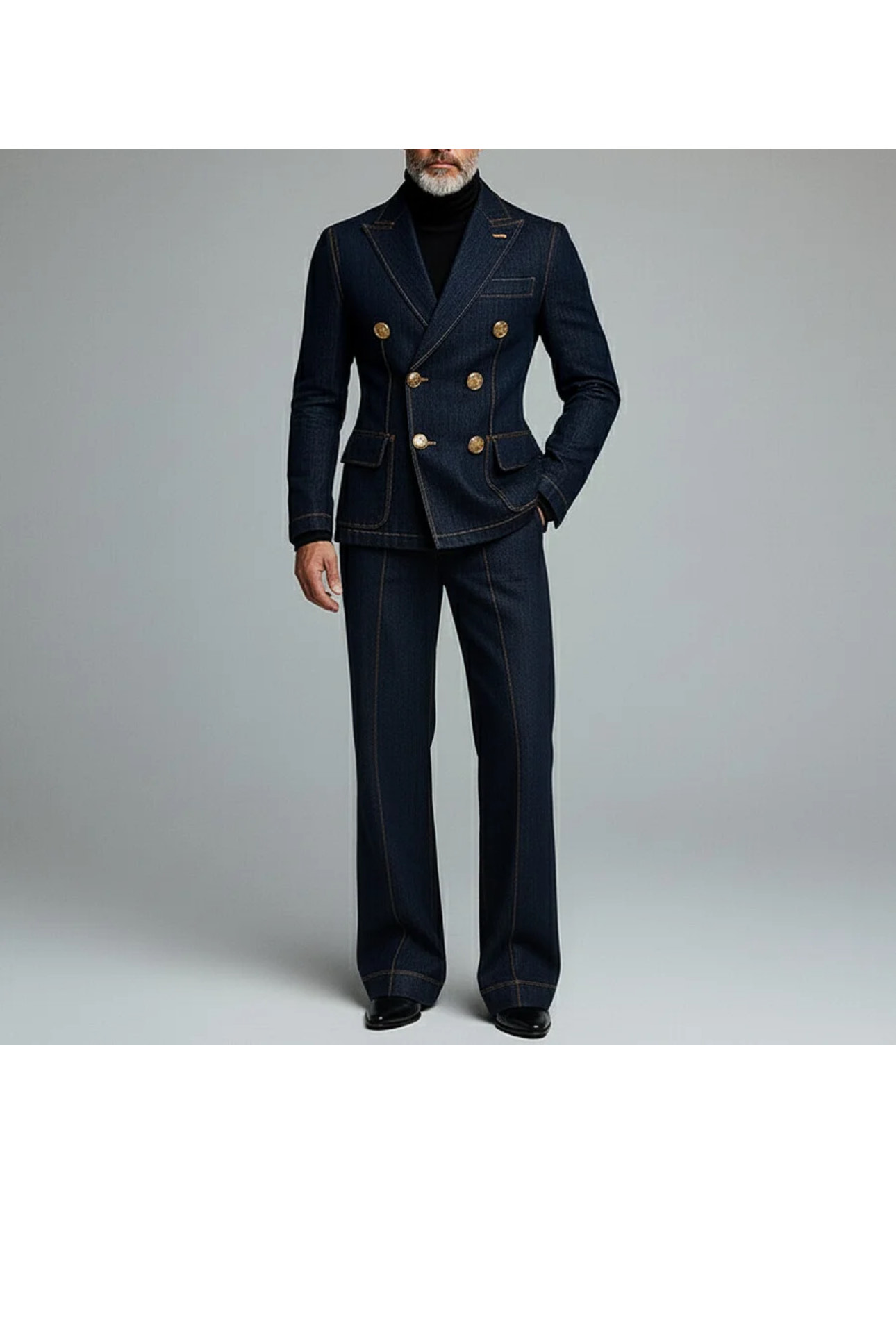 Men's Double-Breasted Navy Suit