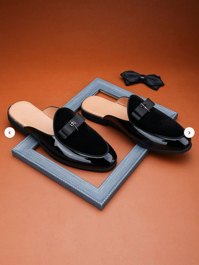 Black Velvet Slip-On Loafers