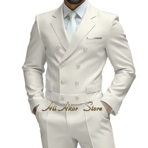 Elegant Ivory Double-Breasted Suit