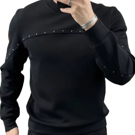 Black Studded Crewneck Sweatshirt