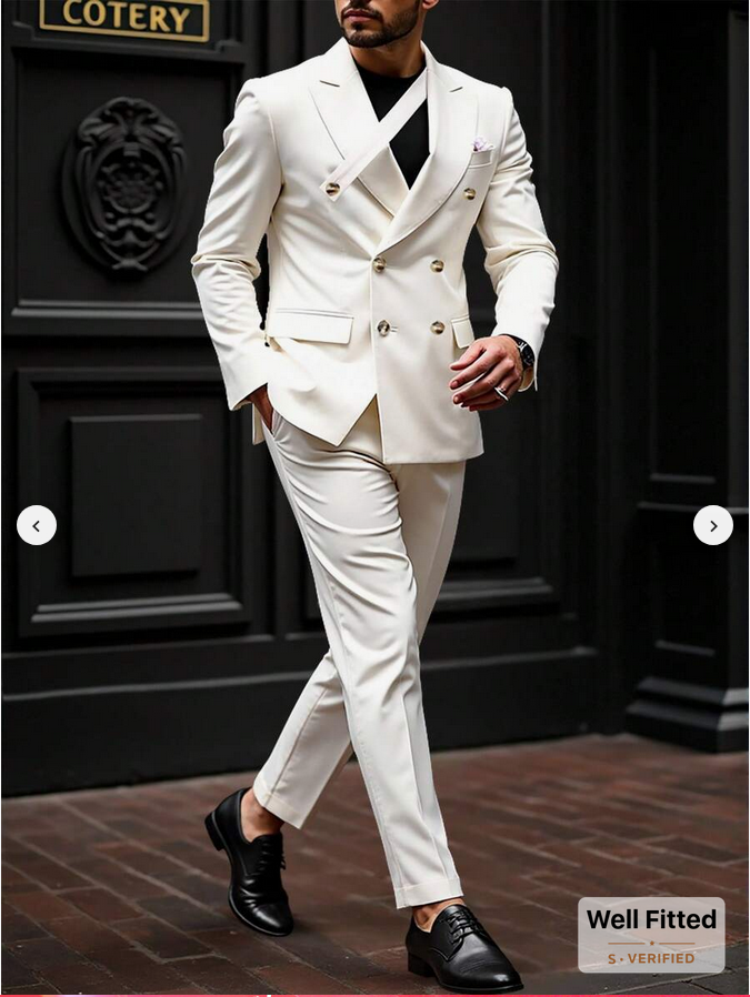 Elegant White Double-Breasted Suit