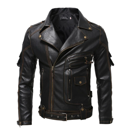 Men's Black Leather Biker Jacket