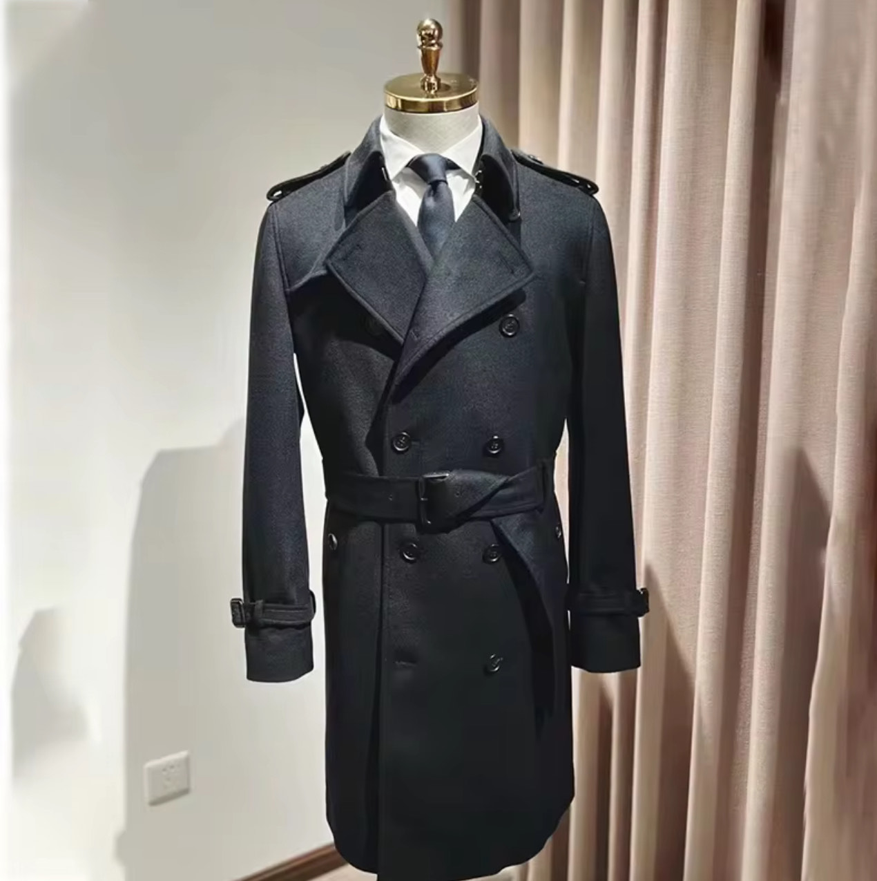 Men's Double-Breasted Trench Coat
