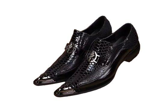 Luxury Black Python Pattern Dress Shoes