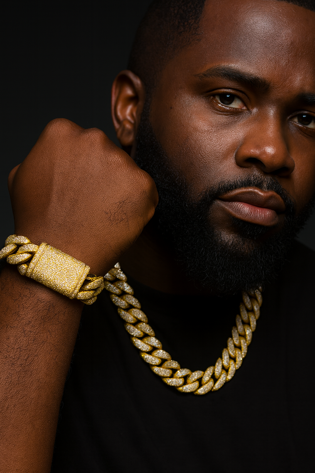 Gold Cuban Link Jewelry Set GOLD