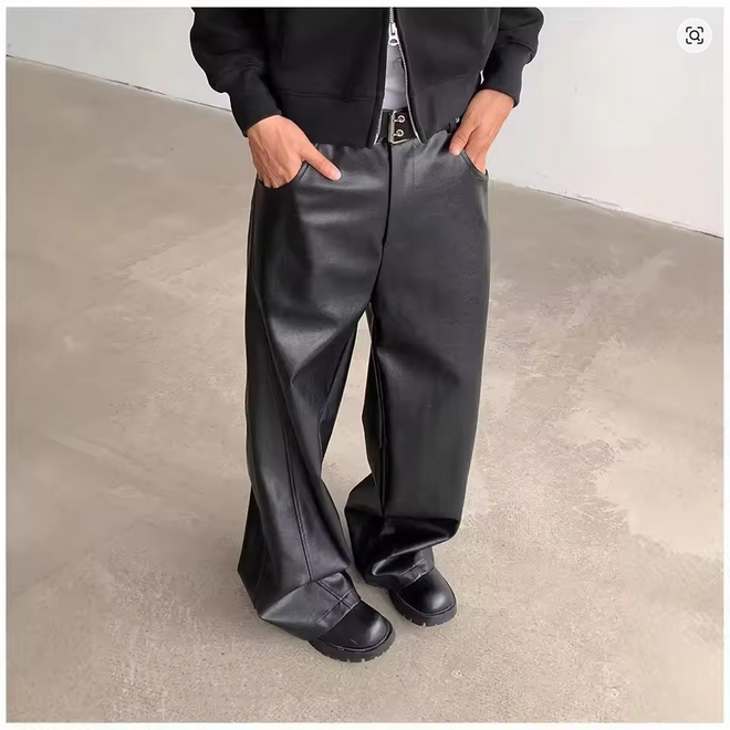 Wide Leg Faux Leather Pants