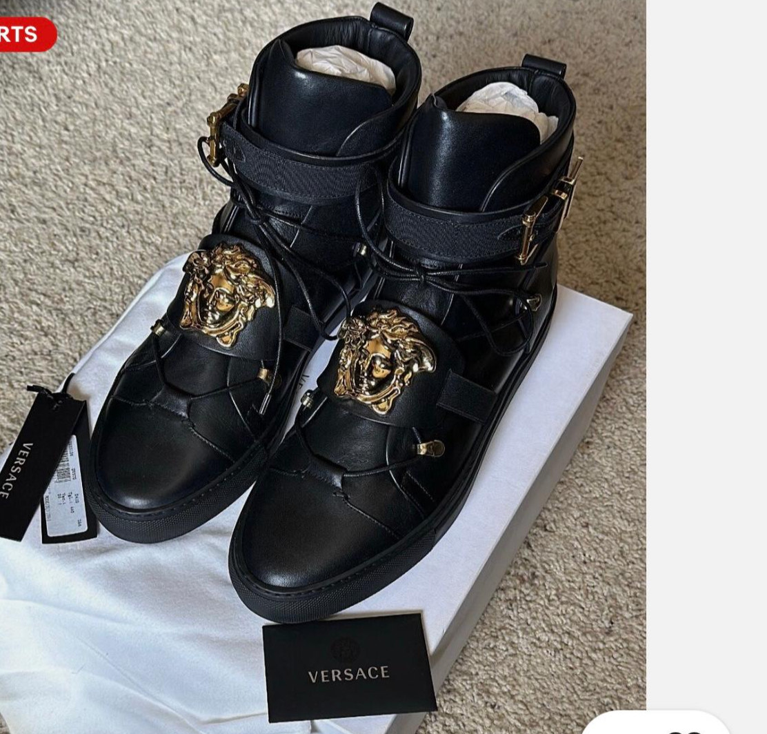 Versace Men's Leather High-Top Sneakers