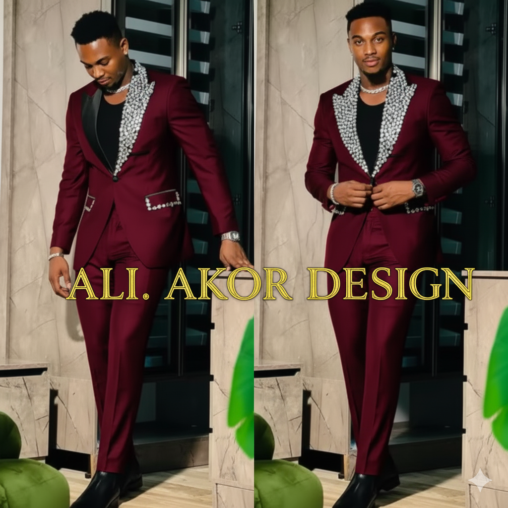 Burgundy Slim-Fit Suit