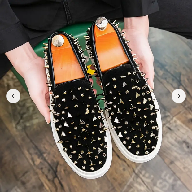 Studded Black Slip-On Sneakers