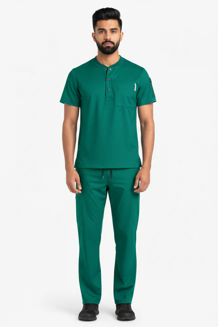 Men’s 2-Pocket Henley Scrub Set
