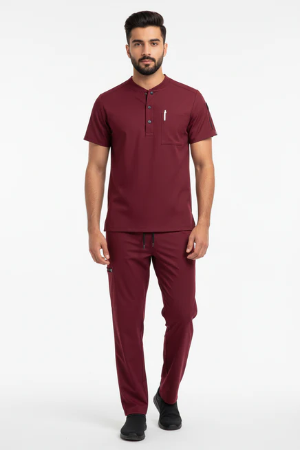 Men’s 2-Pocket Henley Scrub Set