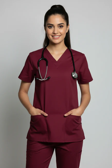 Burgundy Medical Scrub Set