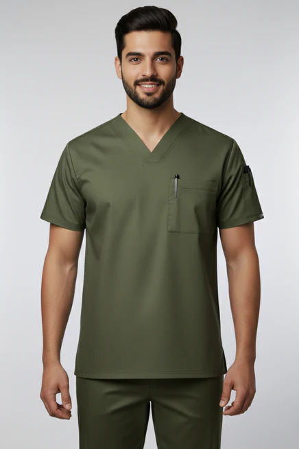 Men's Olive Green Scrub Set