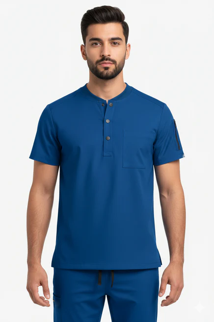 Men’s 2-Pocket Henley Scrub Set