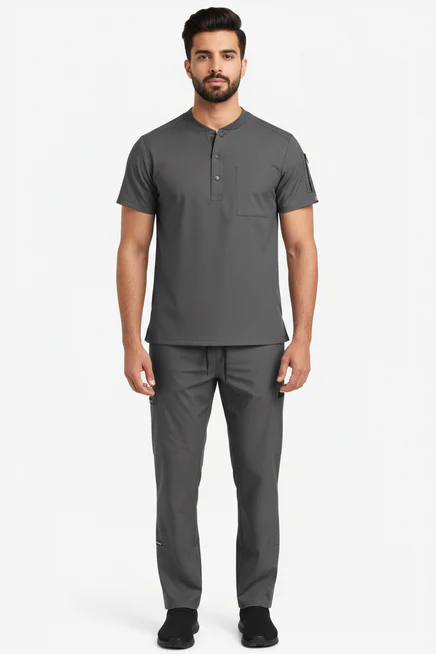 Men’s 2-Pocket Henley Scrub Set
