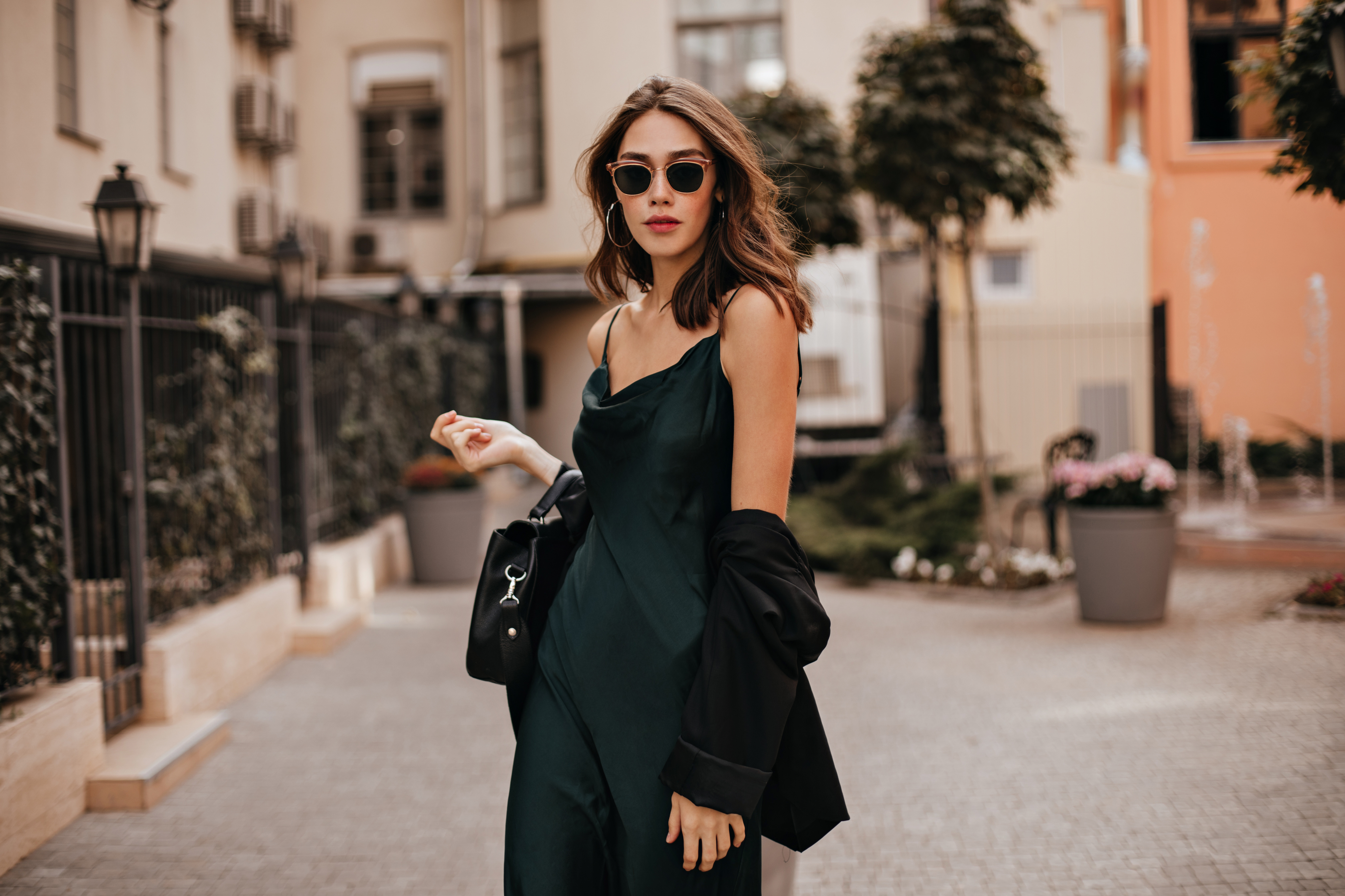 Elegant Dark Green Satin Slip Dress