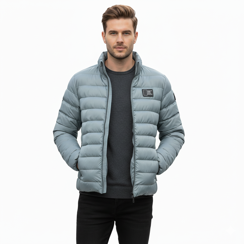Men's Light Grey Puffer Jacket
