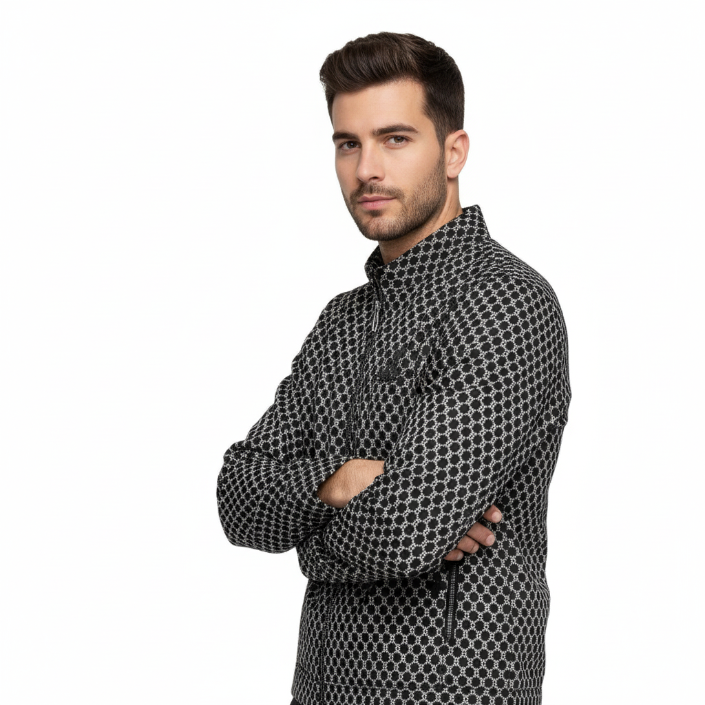 Men's Checked Zip-Up woolen Jacket