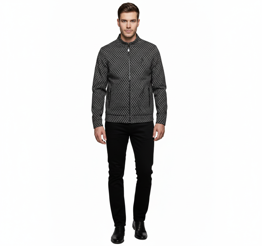 Men's Checked Zip-Up woolen Jacket
