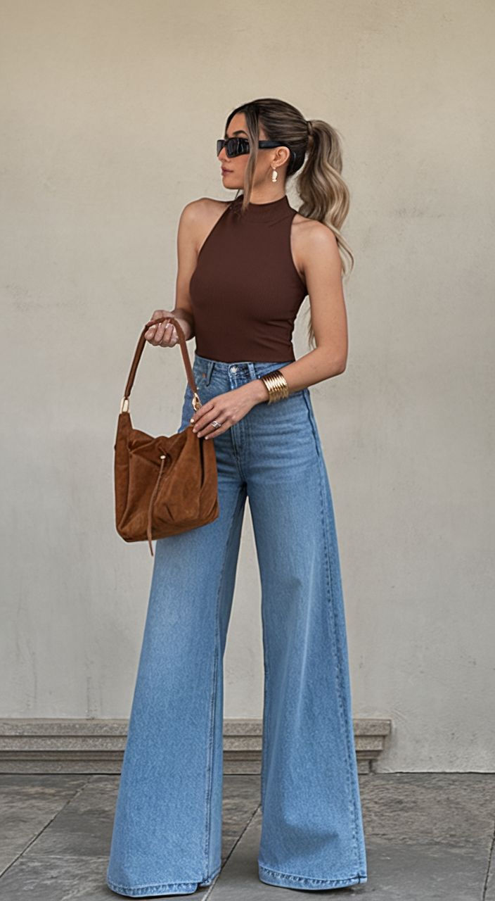 High-Waisted Wide Leg Jeans