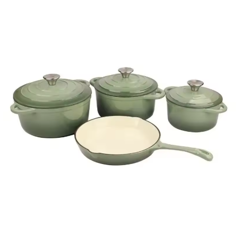 Green Cast Iron Cookware Set